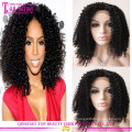 Prix ​​usine court cheveux humains Kinky Curly Lace Front Perruques